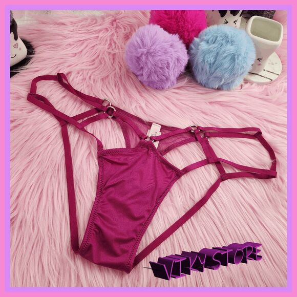 💖 NWT Victoria’s Secret Fuchsia Strappy Cheeky Mesh Rings M #7268 💖 - Picture 1 of 7
